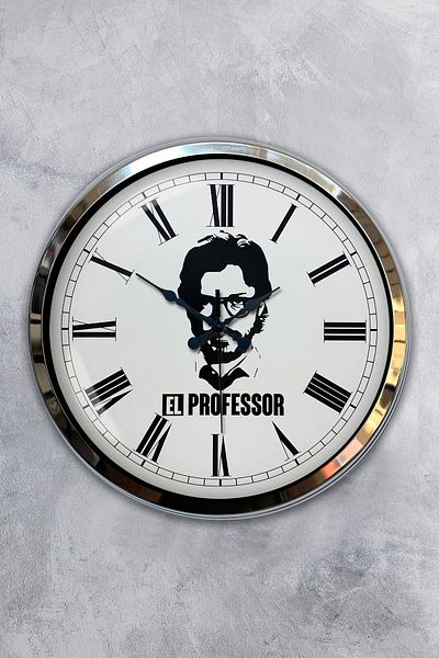 Kasva Concept 40 cm Chrome Metal Hand Professor Wall Clock