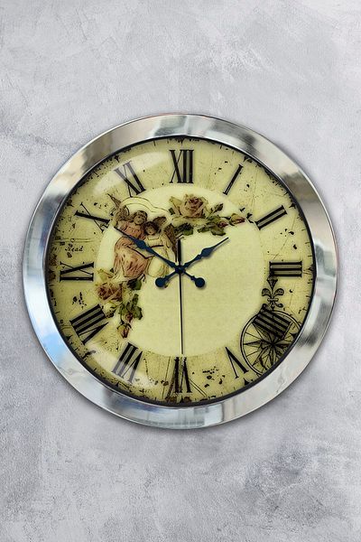 Kasva Concept Gift 36 cm Chrome Metal Nostalgia Wall Clock