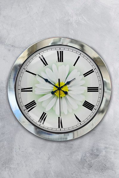 Kasva Concept Gift 36 cm Chrome Metal Daisy Wall Clock