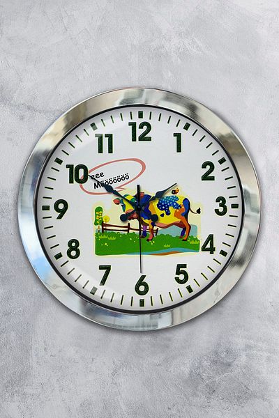Kasva Concept Gift 36 cm Chrome Metal Butcher Wall Clock