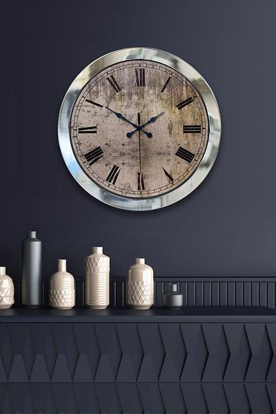 Kasva Concept Gift 36 cm Chrome Metal Cut Wall Clock