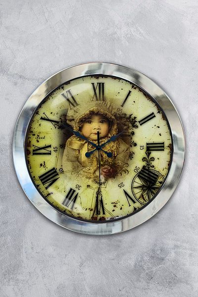 Kasva Concept Gift 36 cm Chrome Metal Baby Wall Clock