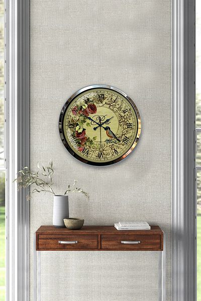 Kasva Concept Gift 40 cm Chrome Metal Paris Wall Clock