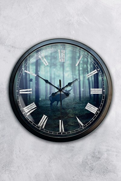 AİB STORE ساعة حائط حيوانات معدنية سوداء مقاس 40 سم
