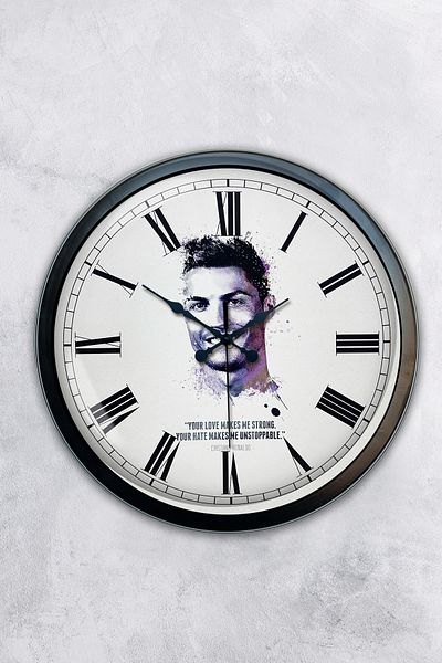 Kasva Concept 40 cm Black Metal Cristiano Ronaldo Wall Clock