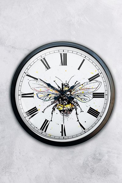 Kasva Concept Gift 40 cm Black Metal Bee Wall Clock