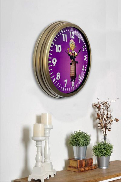 Kasva Concept Gift 40 cm Antique Metal Line Aunt Wall Clock
