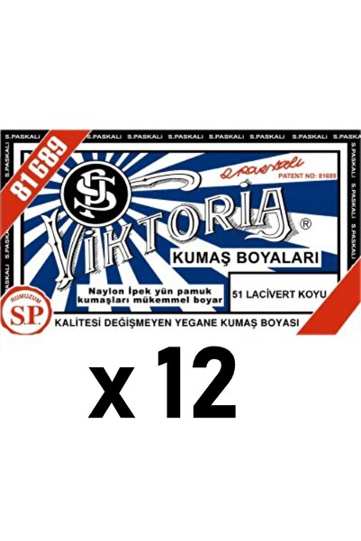 Viktoria 51 - Koyu Lacivert Toz Kumaş Boyası 12 Adet