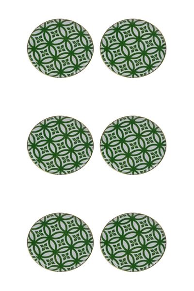 Porland Morocco Green Flat Plate 20cm Set of 6