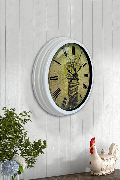Kasva Concept Gift 40 cm White Metal Book Wall Clock
