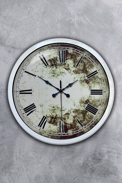 Kasva Concept Gift 40 cm White Metal Antique Roman Wall Clock