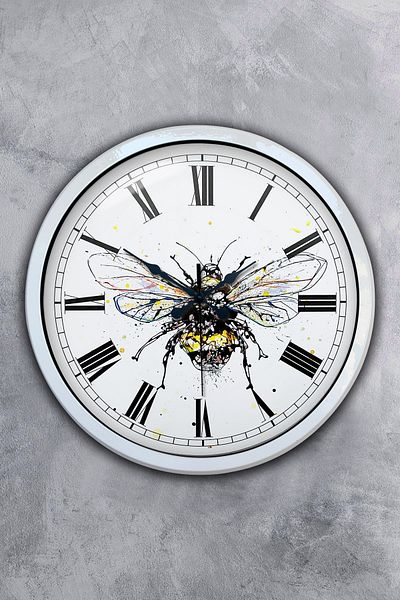 Kasva Concept Gift 40 cm White Metal Bee Wall Clock