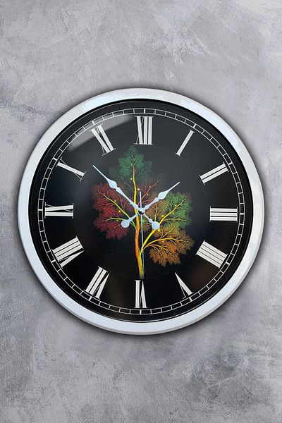 Kasva Concept Gift 40 Cm White Metal Tree Wall Clock