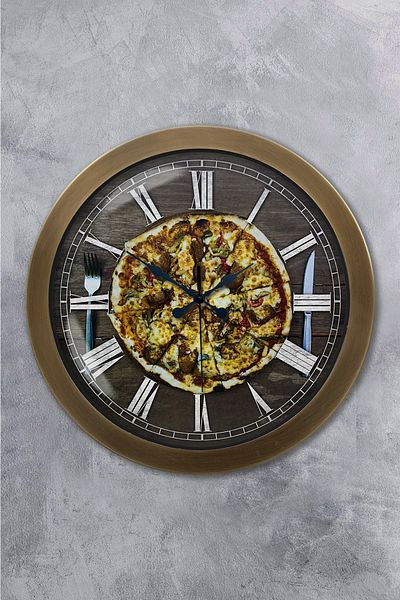 Kasva Concept Gift 36 cm Antique Metal Pizza Wall Clock