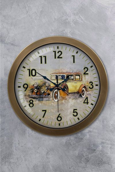 Kasva Concept 36 cm Antique Metal Classic Car Wall Clock