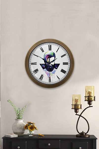 Kasva Concept Gift 36 cm Antique Metal Hairdresser Wall Clock