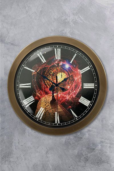 Kasva Concept Ceas de perete astrologie din metal antic de 36 cm