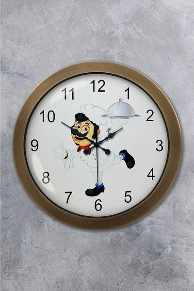 Kasva Concept Gift 36 cm Antique Metal Kitchen Cooking Wall Clock