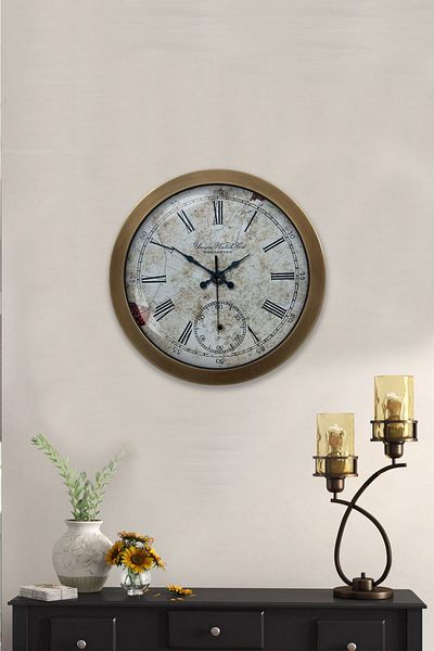 Platin Saat Cadou 36 Cm Ceas de Perete Antic Metal Vechi