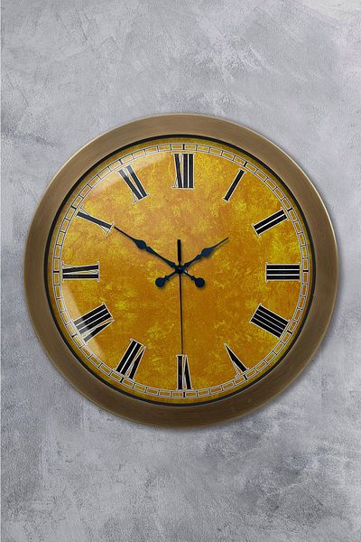 Kasva Concept Gift 36 cm Antique Metal Yellow Wall Clock