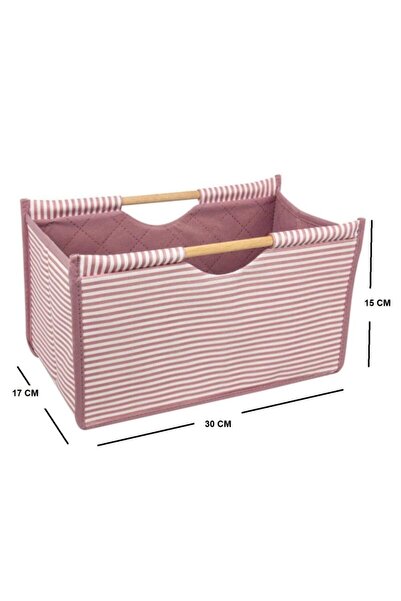 HOMENIVA صندوق منظم بمقبض خشبي وحقيبة تخزين مقاس صغير 30x17x15 سم