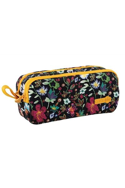 Kalemlig Pencil Case Double Compartment Garden Premier Black Embroidered