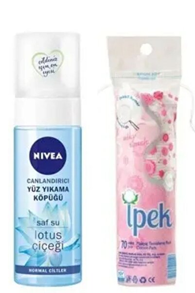 NIVEA Yüz Yıkama Köpüğü Normal Ciltler 150 Ml & Ipek Makyaj Temizleme Pedi 70'li