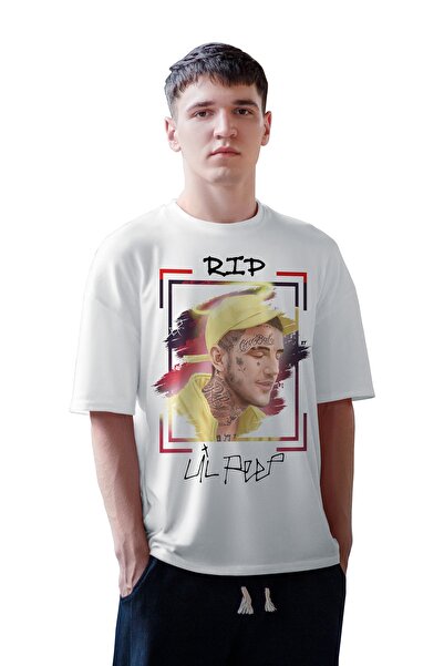 ACR Giyim Tricou alb pentru bărbați, cu imprimeu Lil Peep Rap, cu decolteu ro...