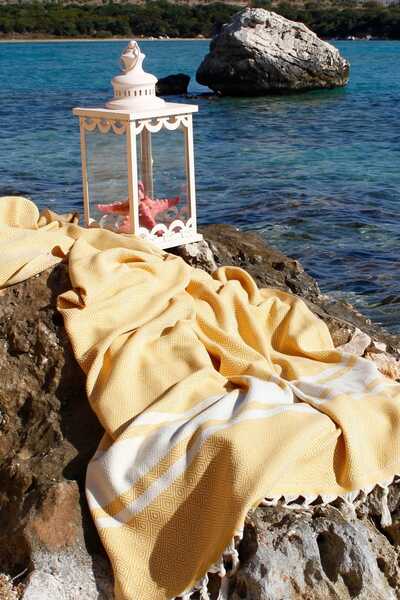 Bedinn Peshtemal Diamond ριγέ μουστάρδα Pst249