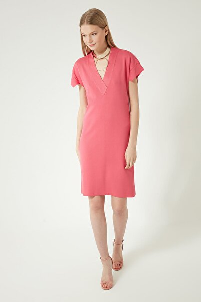 JOIN US Rochie de tricot cu decolteu în V roz pentru femei JU8S406