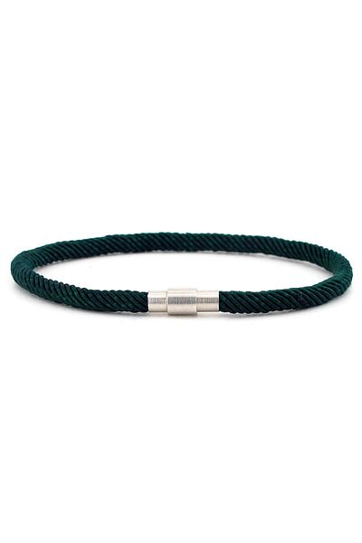 Solfera Men's Dark Green Colored Knitted Rope Magnetic Clip Bracelet BT457