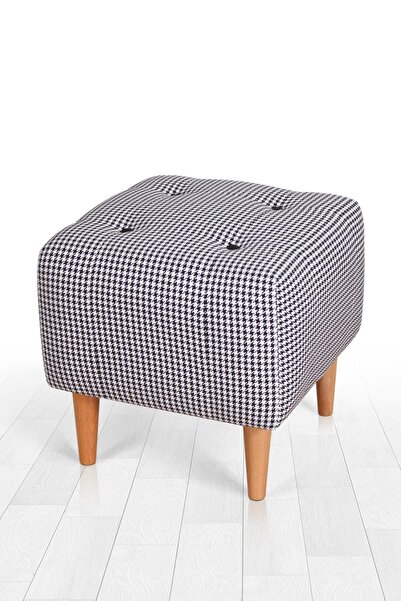 Lorencehome Dotted Puf - Siyah Kazayağı