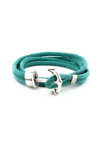 Solfera Men's Turquoise Blue Wrap Large Anchor Bracelet Bt407