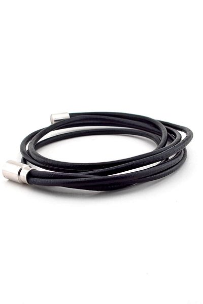 Solfera Men's Double Sira Wrap Black Color Original Leather Bracelet Bt502