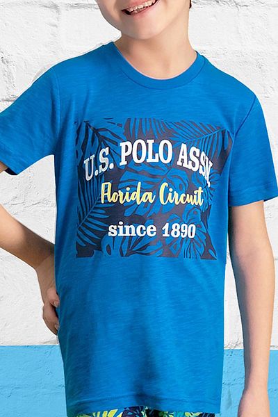 U.S. Polo Assn. Set bermude pentru băiat albastru cu licență