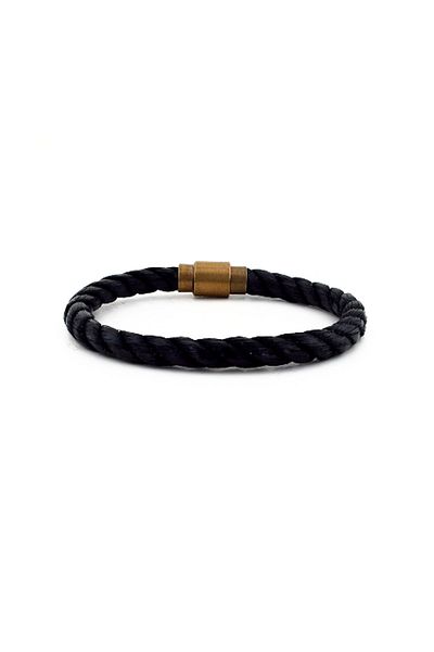Solfera Men's Black Colored Bronze Magnetic Rope Bracelet BT420