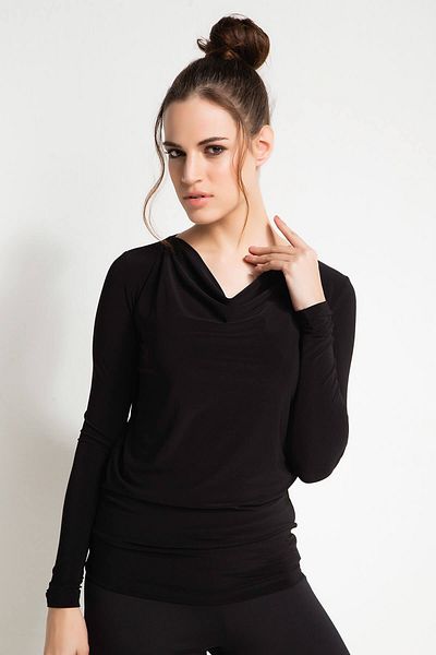 Laranor Γυναικεία Μπλούζα Μαύρη Degaje γιακά 16L4996