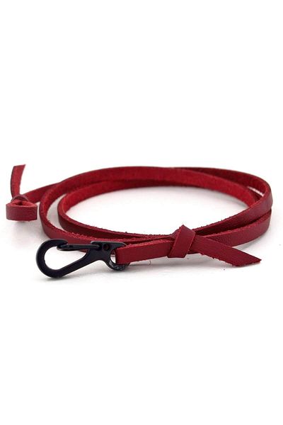 Solfera Men's Three Sira Claret Red Leather Bracelet with Metal Hooks BT486