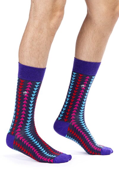 The Socks House جوارب منقوشة مخططة على شكل مثلث أرجواني للرجال