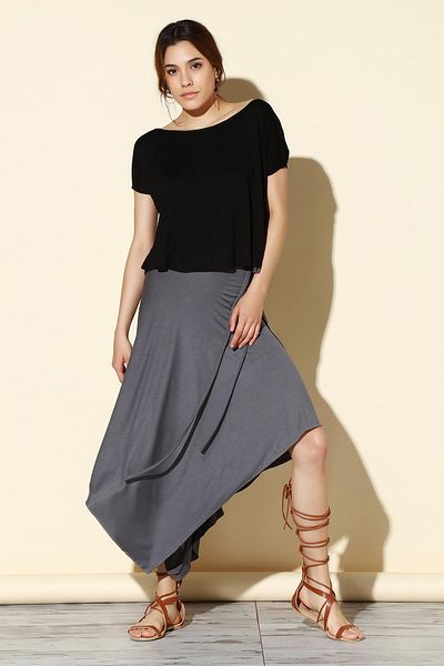 Quincey Women's Gray Wrap Tie Skirt Ek2319