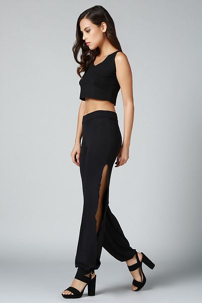 Quincey Women's Black Baggy Cut Trousers DP3005