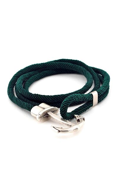Solfera Men's Dark Green Wrapped Large Anchor Wrapped Bracelet Bt475