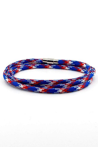 Solfera Men's Paracord Three Sira Wrapped Blue Red White Bracelet Bt411