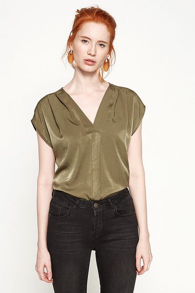 Koton Damen-Khaki-Bluse 7YAK62266UW