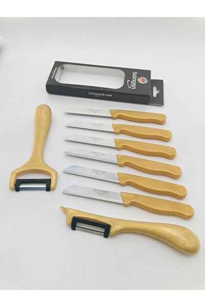 Solingen Orijinal Klever Simli Meyve Bıçağı 8'li Set Yansoy ve Sapan Soyacak Gold