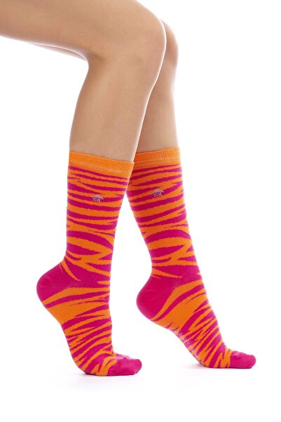 The Socks House جوارب نسائية برتقالية منقوشة ذات ملمس جيد