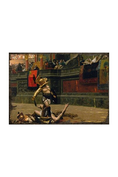 Cakatablo 50cmX70cm Ahşap Tablo Romada Gladyatör Dövüşü