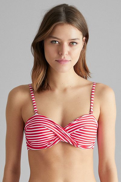 Penti Red Striped Helen Twist Bikini Top