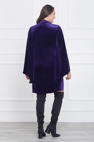 Laranor Women's Purple Velvet Dress with Sleeves 17LB9009