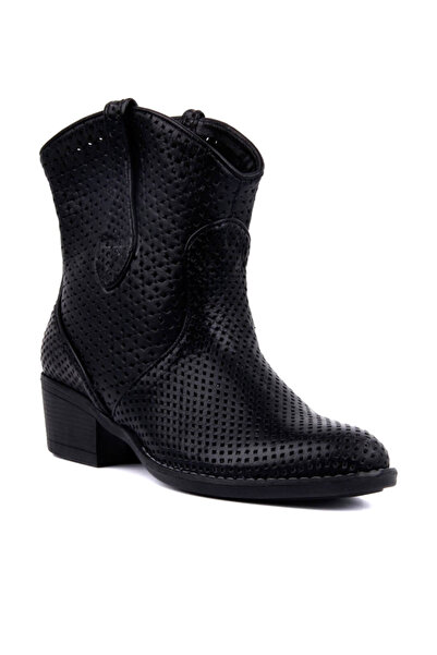 SailLakers - Γυναικεία Μποτάκια Γνήσιο Δερμάτινο Μαύρο 105-2596-VENUS